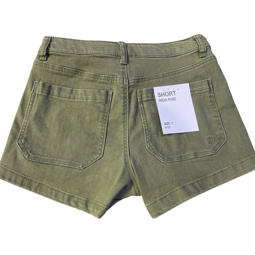 Indigo Rein Womens Size 7 High-Waist Denim Shorts Cedar Green - Picture 2 of 12